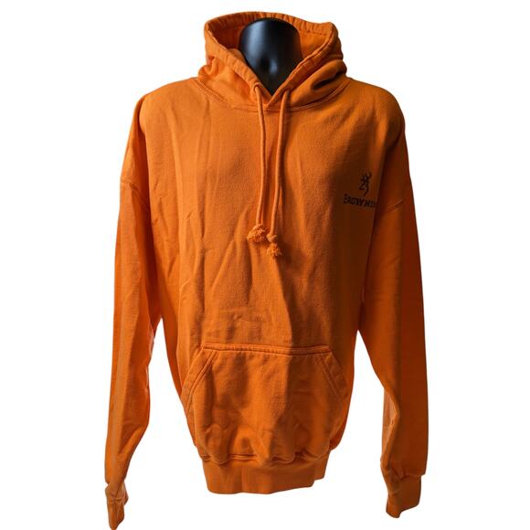 Browning Orange Hoodie Mens 2XL Hunting Sweatshirt Pullover Hiking Kangaroo - Picture 7 of 14